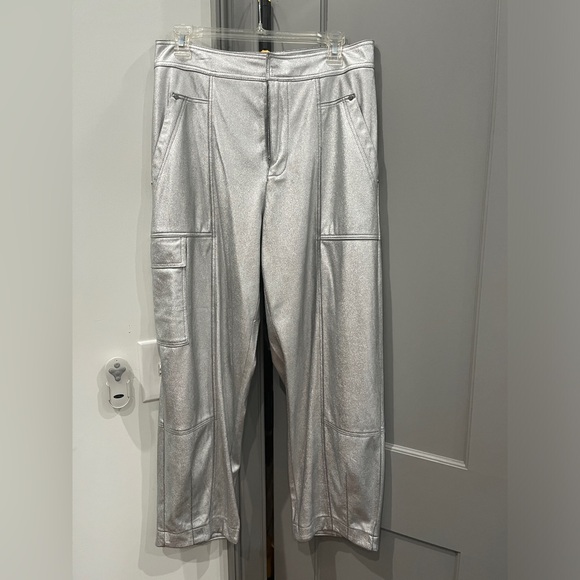 By Anthropologie Faux leather metallic barrel pants - Picture 2 of 4